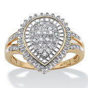 PalmBeach 1/10 TCW Round Diamond Pear Shaped Ballerina Setting Ring in 10k Gold