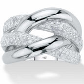PalmBeach 1/2 Cttw. Round Diamond Platinum Plated Sterling Silver Crossover Ring