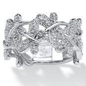 PalmBeach Diamond Accented Butterfly Ring in Platinum-plated Sterling Silver