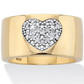 PalmBeach 1/10 Cttw. Round Diamond 18K Gold Plated Heart Ring