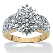 PalmBeach 1/4 TCW Round Diamond Gold-plated Sterling Silver Marquise-Shaped Ring