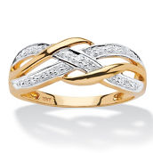 PalmBeach Diamond Accent Braided Crossover Ring in 10k Yellow Gold
