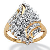 PalmBeach 1/10 TCW Round Diamond Swirled Ring in Solid 10k Gold