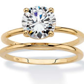 PalmBeach 2 TCW Solid 10k Yellow Gold Cubic Zirconia Solitaire Wedding Ring Set