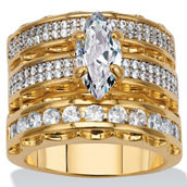 PalmBeach Marquise Cubic Zirconia 14k Yellow Gold-Plated Bridal Ring Set