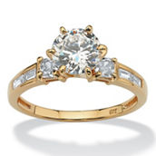 PalmBeach Round Cubic Zirconia 14k Gold-plated Sterling Silver Engagement Ring