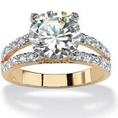 PalmBeach 4.42 TCW Cubic Zirconia Gold-Plated Engagement Split-Shank Ring