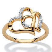 PalmBeach Diamond Accent Interlocking Heart Ring in Gold-plated Sterling Silver