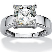 PalmBeach 2.12 TCW Princess-Cut Cubic Zirconia 10k White Gold Solitaire Bridal Ring