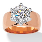 PalmBeach 4 TCW Round Cubic Zirconia Solitaire Ring in Rose Gold-Plated