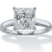 PalmBeach Princess-Cut Cubic Zirconia 10k White Gold Solitaire Engagement Ring