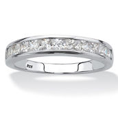 PalmBeach .77 Cttw. Princess-Cut Cubic Zirconia Platinum Over  Sterling Silver Ring