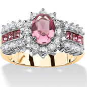 PalmBeach .82 TCW Oval Pink Crystal Gold-Plated Ring