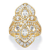 PalmBeach Gold-plated Sterling Silver Pear-Cut Cubic Zirconia Cocktail Ring