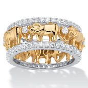 PalmBeach Gold-Plated Cubic Zirconia Two-Tone Elephant Eternity Ring