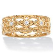 PalmBeach .25 Cttw Round Gold-Plated Sterling Silver Cubic Zirconia Filigree Ring