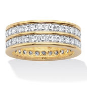 PalmBeach 2.05 Cttw. CZ Gold-Plated Silver Double-Row Gender-Neutral Eternity Ring