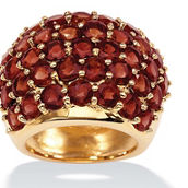 PalmBeach Gold-Plated Round Garnet Dome Ring