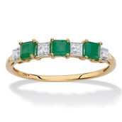 PalmBeach .67 Cttw. Princess-Cut Genuine Emerald Solid 10k Yellow Gold Ring