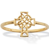 PalmBeach Stackable Celtic Cross Ring 14K Yellow Gold