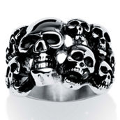 PalmBeach Men's Cluster Skull Ring in Antiqued Stainless Steel