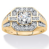 PalmBeach Men's 1.58 Cttw. Solid 10k Gold Round Cubic Zirconia Octagon-Shaped Ring