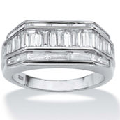 PalmBeach Men's 4.28 TCW Cubic Zirconia Platinum-plated Sterling Silver Ring