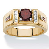 PalmBeach Men's 1.91 TCW Genuine Red Garnet and Diamond Accent Gold-Plated Ring