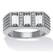 PalmBeach Men's Baguette Crystal Pave Stainless Steel Ring