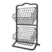 Oceanstar 2-Tier Storage Kitchen Wire Basket Stand, Black