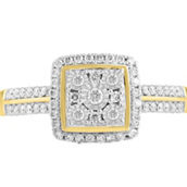 APMG 14K Yellow Gold 1/4 CTW Diamond Cushion Engagement Ring