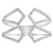 APMG 14K White Gold 1/4 CTW Diamond Cuff Ladies Fashion Ring