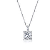 Crislu Radiant Cut Solitaire Bezel Set Pendant Small Finished in 18kt Yellow Gold