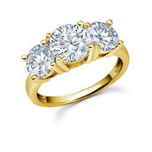 Crislu classic 3 stone ring finished in 18kt yellow gold