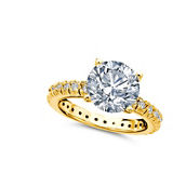 Crislu classic brilliant solitaire ring with pave band finished in 18kt yellow gold