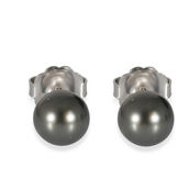 Mikimoto Black South Sea Cultured Pearl Earring in 18k White Gold Pre-Owned