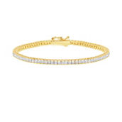 Crislu classic small princess tennis bracelet finished in 18kt yellow gold