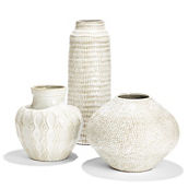 Tozai Set of 3 Beige Artisan Vase