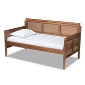 Baxton Studio Toveli Ash Walnut Finished Wood and Synthetic Rattan Daybed