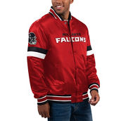 Starter Men's Red Atlanta Falcons Locker Room Satin Varsity Full-Snap Jacket