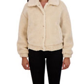 Sebby Collection Women's Sherpa Faux Fur Bomber Jacket