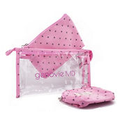 Genovie MD Clear Pink Makeup and Skincare Toiletry Bag for Women, 3 Piece Set