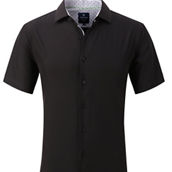 Tom Baine Men Slim Fit Performance Short Sleeve Solid Button Down