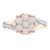 APMG 14K White & Rose Gold 1 CTW Diamond Cluster Engagement Ring