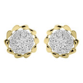 APMG 14K Yellow & White Gold 1/3 CTW Diamond Beaded Flower Earrings