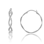 Bella Silver Sterling Silver Large Twisted Circle Hoop Earrings