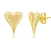 Bella Silver Sterling Silver Heart Stud Earrings- Gold Plated