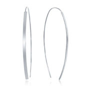 Bella Silver Sterling Silver Curved Thin Flat Bar Threader Earrings
