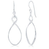 Bella Silver Sterling Silver Twist Design Dangle Earrings