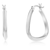 Bella Silver Sterling Silver 27mm Triangle-Shaped Hoop Earrings - Rhodium Plated